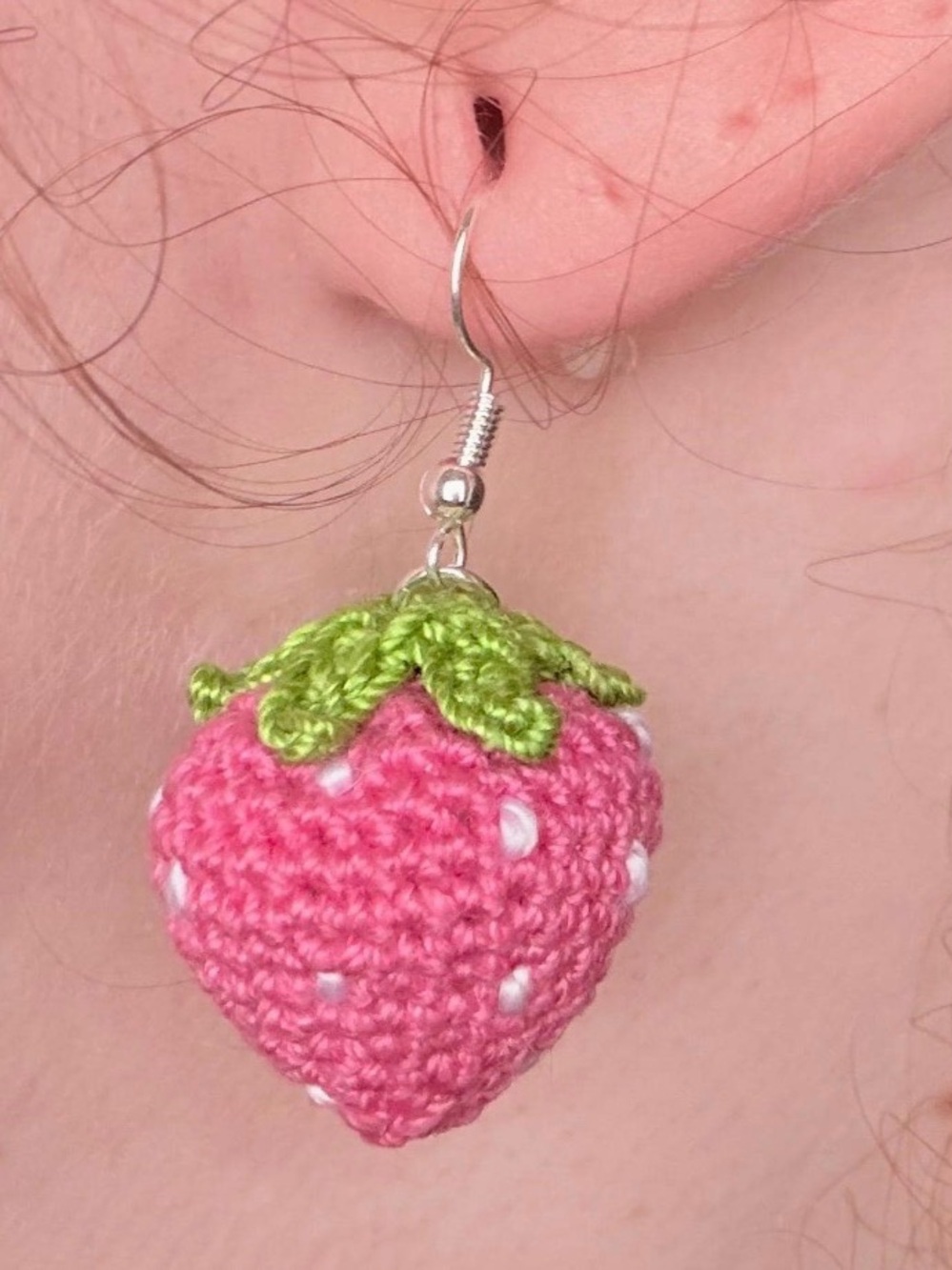 Handmade Customizable Crochet Strawberry Earrings